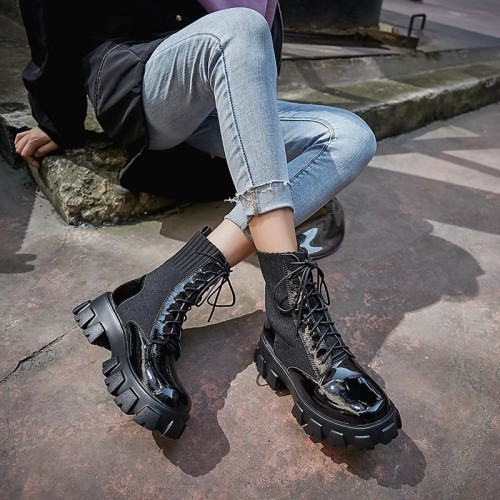 乘風破浪的姐姐王心淩同款馬丁靴夏季透氣厚底松糕中筒靴子薄款潮 乘風破浪的姐姐王心淩同款馬丁靴夏季透氣厚底松糕中筒靴子薄款潮