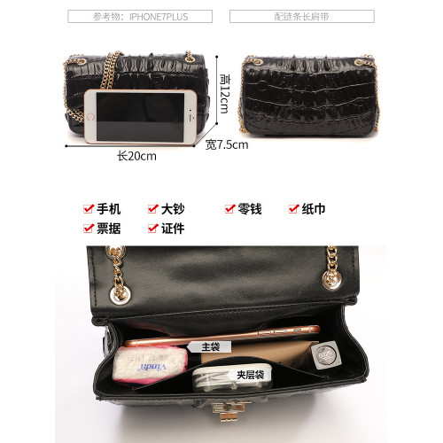 小衆設計高級感鱷魚紋真皮單肩小包包女氣質2026新款鏈條小方包潮