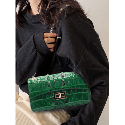 小衆設計高級感鱷魚紋真皮單肩小包包女氣質2026新款鏈條小方包潮