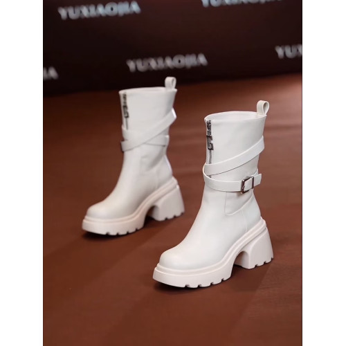 小個子增高中筒靴英倫風厚底馬丁靴女2025秋冬款前拉鍊高跟時裝靴 小個子增高中筒靴英倫風厚底馬丁靴女2025秋冬款前拉鍊高跟時裝靴