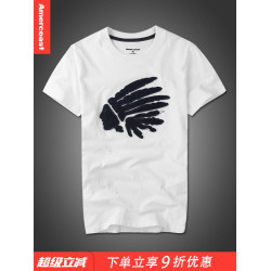 美洲海岸af短袖t恤男士刺綉貼布純棉打底運動休閒體恤美式