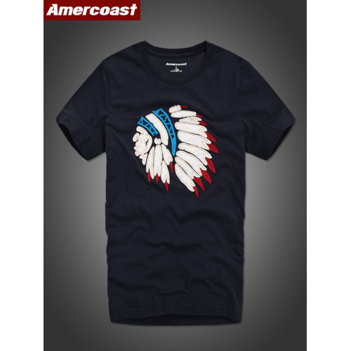 美洲海岸af短袖t恤男士刺綉貼布純棉打底運動休閒體恤美式