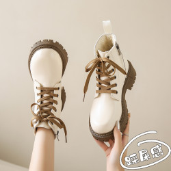 大碼41-43馬丁靴女秋冬2026爆款厚底短單靴超軟孕婦百搭加絨棉鞋