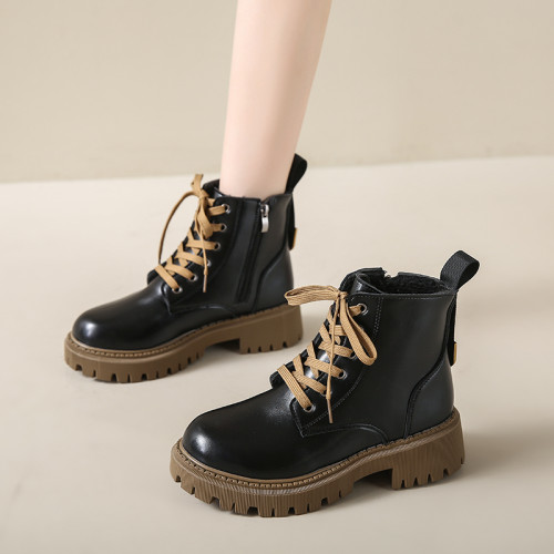 大碼41-43馬丁靴女秋冬2026爆款厚底短單靴超軟孕婦百搭加絨棉鞋