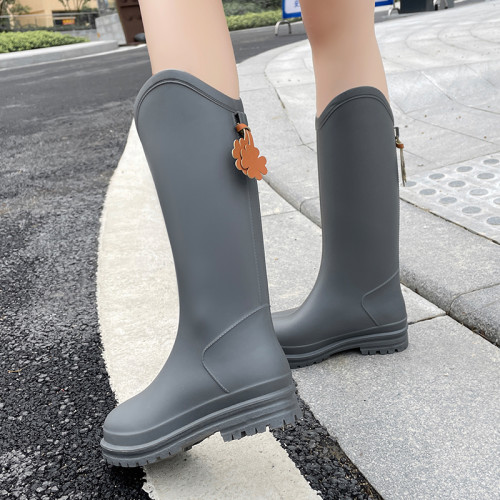 高檔灰色雨鞋女款夏2026新款防滑防水鞋高筒雨靴戶外徒步露營水鞋