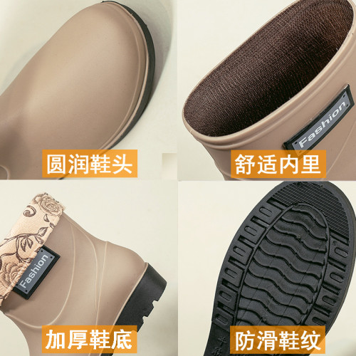 水鞋女秋冬季加絨短筒防水耐磨廚房時尚雨鞋套鞋防滑膠鞋踩水雨靴