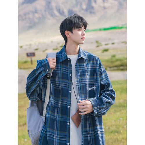 GOOZI MADE格子襯衫男款長袖2026新款春季青少年男生加絨襯衣外套