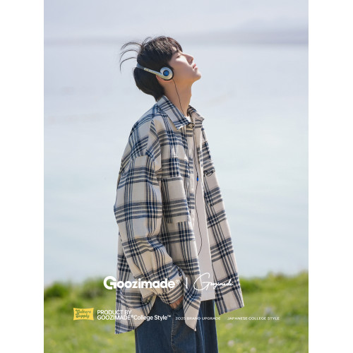 GOOZI MADE格子襯衫男款長袖2026新款春季青少年男生加絨襯衣外套