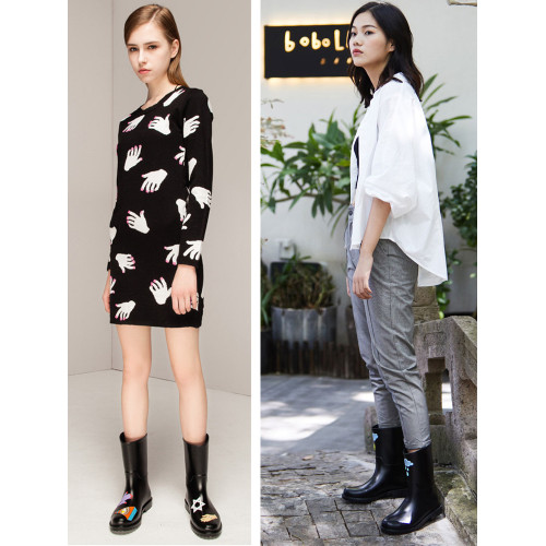 雲鑽雨鞋女時尚款外穿成人雨靴中筒貼花套鞋防滑防水膠鞋輕便水鞋 雲鑽雨鞋女時尚款外穿成人雨靴中筒貼花套鞋防滑防水膠鞋輕便水鞋