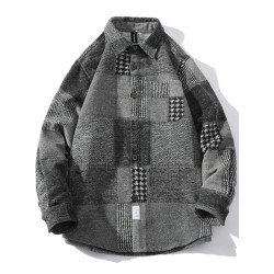 春季格子襯衫男厚款百搭小香風磨毛寬鬆潮流港風襯衣春裝休閒外套