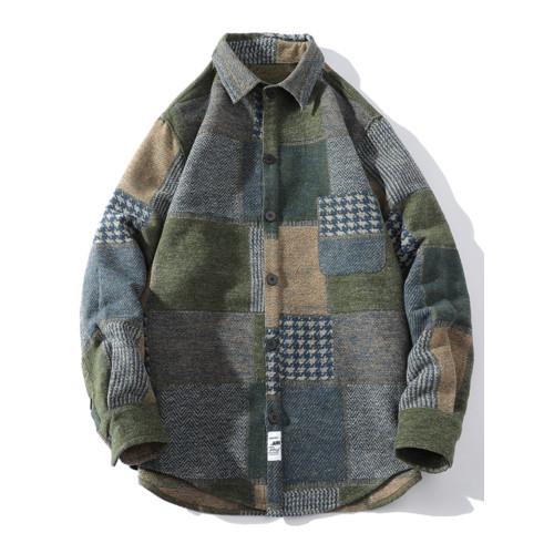 春季格子襯衫男厚款百搭小香風磨毛寬鬆潮流港風襯衣春裝休閒外套