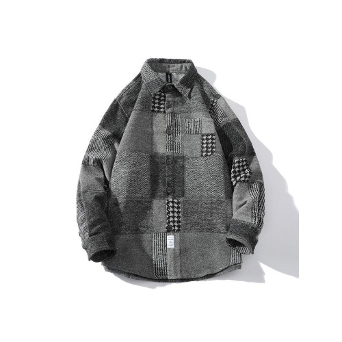 春季格子襯衫男厚款百搭小香風磨毛寬鬆潮流港風襯衣春裝休閒外套