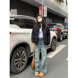 純哥家美式復古藍牛仔褲女2026年春季新款懷舊痞帥寬鬆高腰濶腿褲