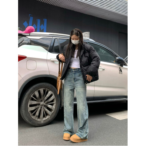 純哥家美式復古藍牛仔褲女2026年春季新款懷舊痞帥寬鬆高腰濶腿褲