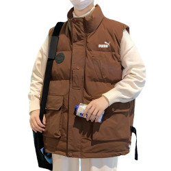 奧萊專櫃大碼馬甲男秋冬季立領工裝羽絨棉馬夾加肥加大背心外套潮