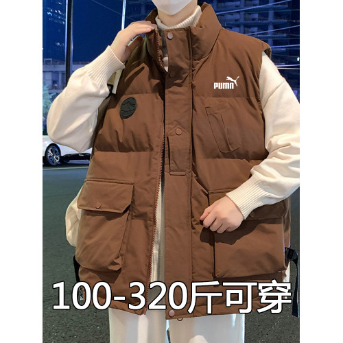 奧萊專櫃大碼馬甲男秋冬季立領工裝羽絨棉馬夾加肥加大背心外套潮