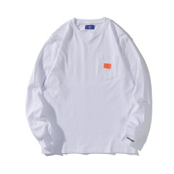 潮牌MDNS餘文樂春秋季長袖t恤男寬鬆圓領純色刺綉純棉打底衫衛衣