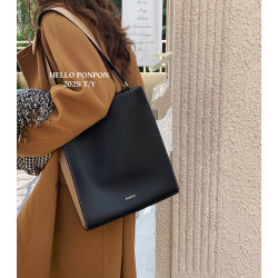 韓國新款潮小衆撞色簡約通勤托特包商務大容量單肩包上班公文包女