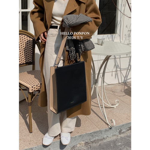 韓國新款潮小衆撞色簡約通勤托特包商務大容量單肩包上班公文包女 韓國新款潮小衆撞色簡約通勤托特包商務大容量單肩包上班公文包女