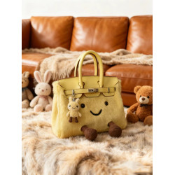 2025秋冬新款bk小精靈鉑金包凱莉包毛絨小挎包大容量單肩托特包女