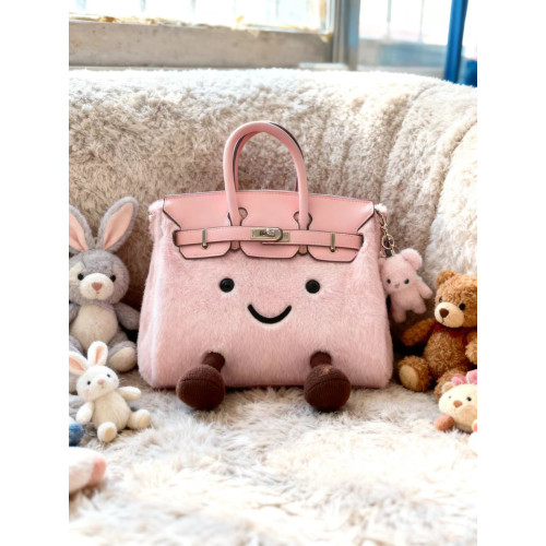 2025秋冬新款bk小精靈鉑金包凱莉包毛絨小挎包大容量單肩托特包女