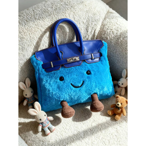 2025秋冬新款bk小精靈鉑金包凱莉包毛絨小挎包大容量單肩托特包女