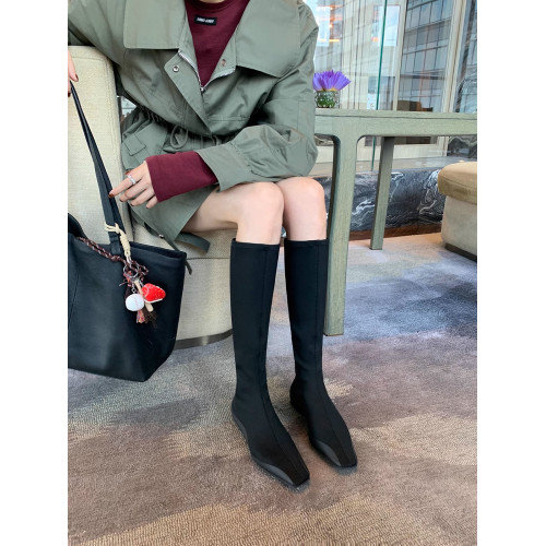 平底內增高方頭瘦瘦不過膝長靴女2025秋季新款百搭顯瘦彈力高筒靴