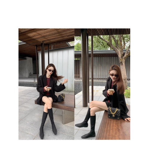 平底內增高方頭瘦瘦不過膝長靴女2025秋季新款百搭顯瘦彈力高筒靴