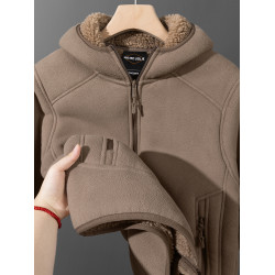 慵懶美拉德！重磅搖粒絨拉鍊衛衣男女秋冬季日系復古加絨連帽外套