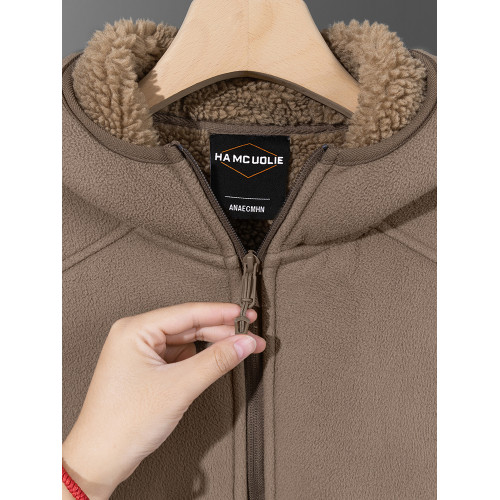 慵懶美拉德！重磅搖粒絨拉鍊衛衣男女秋冬季日系復古加絨連帽外套