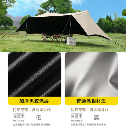 戶外超大天幕露營帳篷黑膠全遮光遮陽棚塗銀防曬防雨涼棚野營套裝