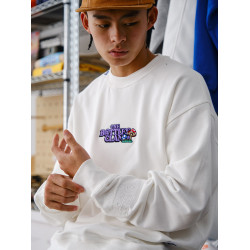 Battles 秋季基礎刺綉重磅毛圈純棉長袖T恤男女薄款衛衣套頭寬鬆