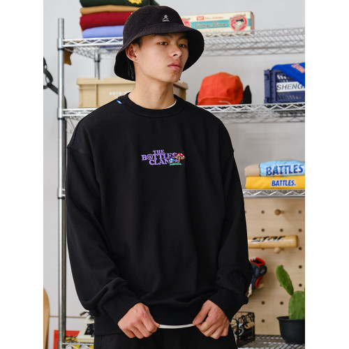 Battles 秋季基礎刺綉重磅毛圈純棉長袖T恤男女薄款衛衣套頭寬鬆 Battles 秋季基礎刺綉重磅毛圈純棉長袖T恤男女薄款衛衣套頭寬鬆