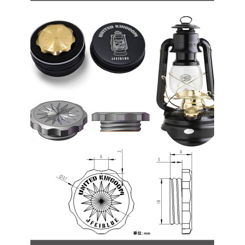 JFEIBLUE機械風設計煤油燈壺口蓋燃料口蓋黃銅製適用於dietz78/76