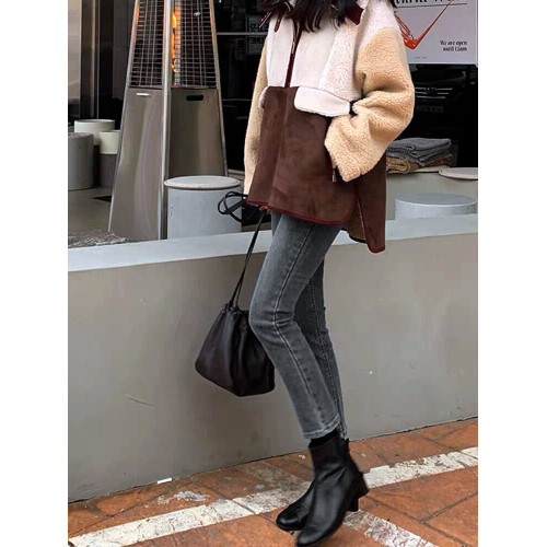 高腰小個子窄版彈力顯瘦菸琯褲2025冬加絨直筒九分牛仔褲女ins潮