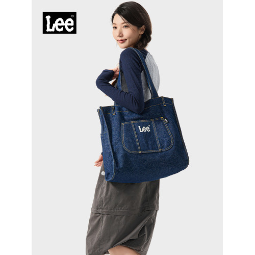Lee官方牛仔布托特包女生休閒單肩包大容量輕便手提包學生手拎包