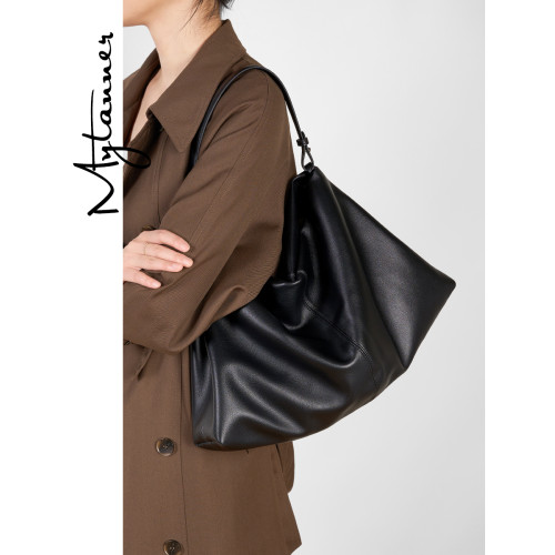 【麥田人】慵懶松弛感牛皮托特包女大容量通勤秋冬軟皮單肩斜後後背包