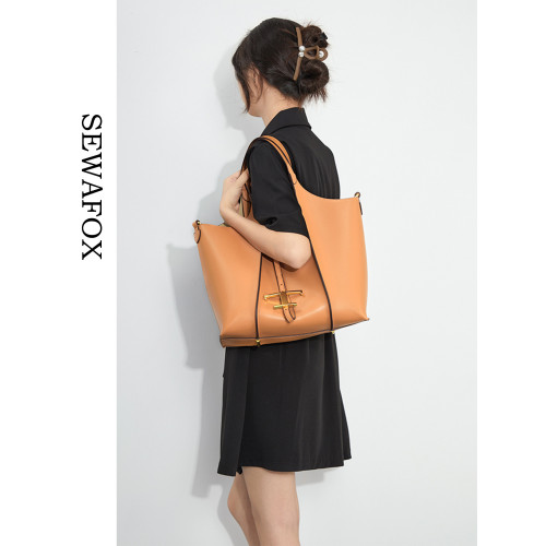 大容量手提托特包小衆通勤女包包高級感輕奢大包女士單肩包斜後後背包