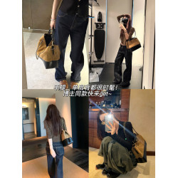 阿馨yolo 牛皮高品質!小香風鏈條拼色包單肩包女小衆設計感麂皮包