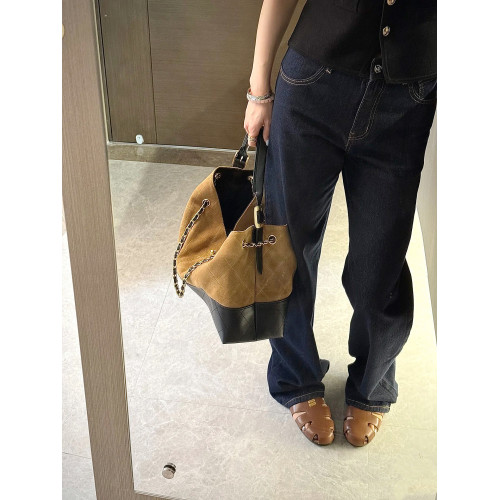 阿馨yolo 牛皮高品質!小香風鏈條拼色包單肩包女小衆設計感麂皮包 阿馨yolo 牛皮高品質!小香風鏈條拼色包單肩包女小衆設計感麂皮包