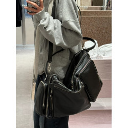 網紅同款真皮暗黑多口袋超大托特包大容量休閒手提單肩大包百搭女