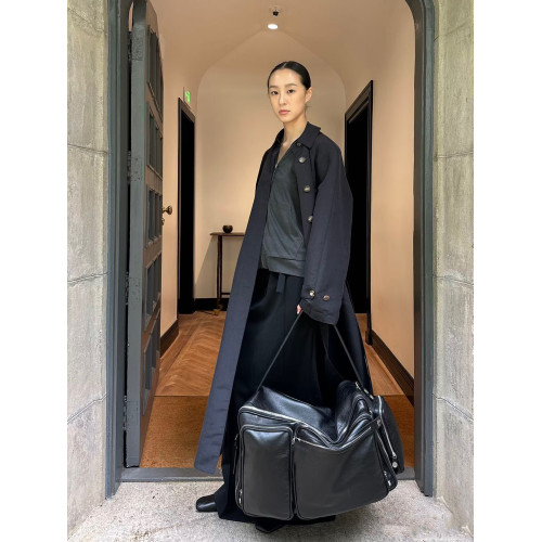 網紅同款真皮暗黑多口袋超大托特包大容量休閒手提單肩大包百搭女