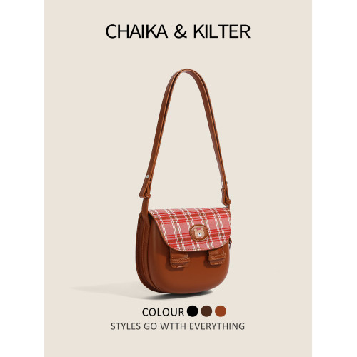 CHAIKAKILTER可愛百搭復古單肩通勤包包女2025秋季新款斜背馬鞍包