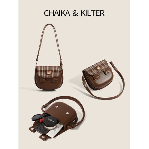 CHAIKAKILTER可愛百搭復古單肩通勤包包女2025秋季新款斜背馬鞍包