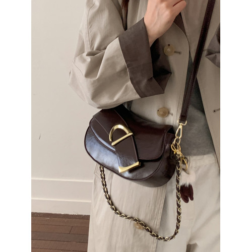 巨好看咖色超火馬鞍包包女式2026新款高級感輕奢小衆精緻斜背小包