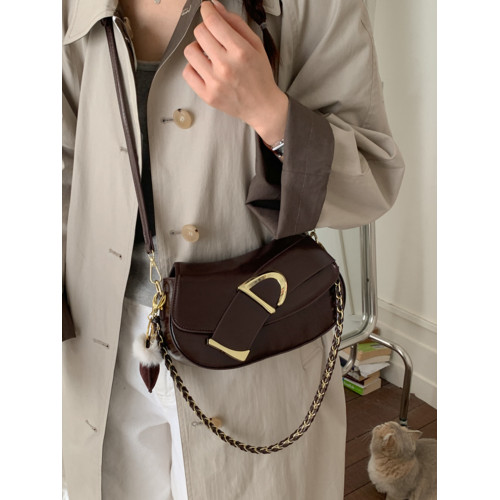 巨好看咖色超火馬鞍包包女式2026新款高級感輕奢小衆精緻斜背小包