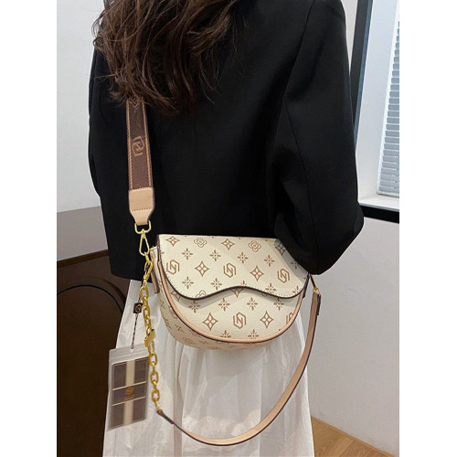 高級感復古馬鞍包包女2025新款時尚寬帶斜背小包印花鏈條單肩女包 高級感復古馬鞍包包女2025新款時尚寬帶斜背小包印花鏈條單肩女包