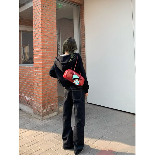 阿馨yolo 網紅同款紅色蝴蝶結法棍包高級感小衆設計百搭腋下包女