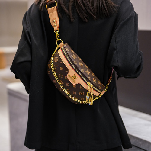 2026新款春輕奢高級感小衆巨好看老花腰包胸包餃子包斜背小包包女