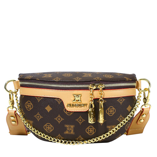 2026新款春輕奢高級感小衆巨好看老花腰包胸包餃子包斜背小包包女